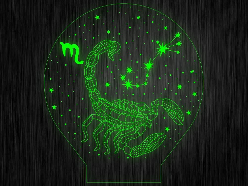 Ночник Знак зодиак Скорпион №86 на светодиодной подставке