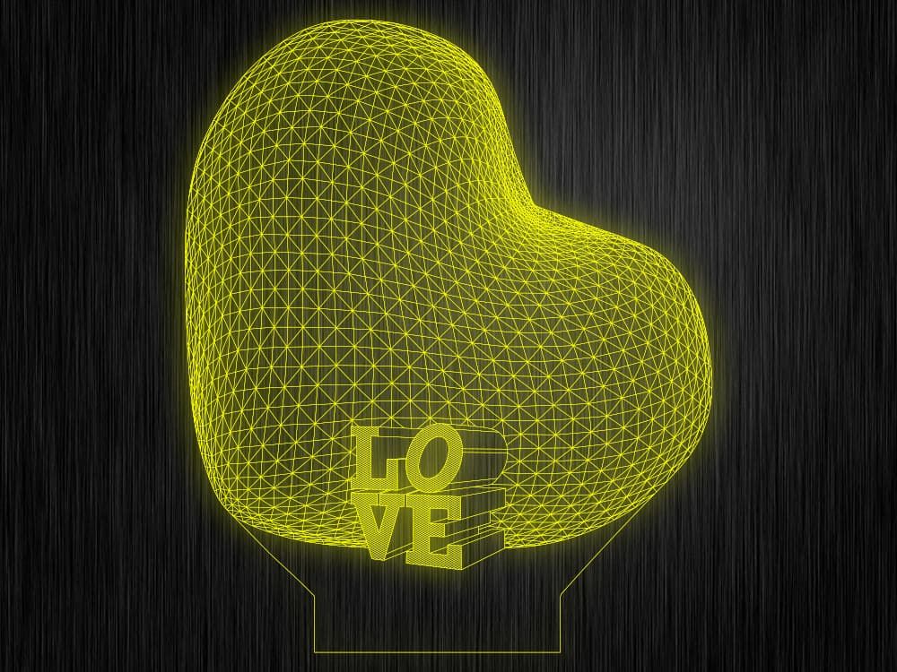 Ночник "Сердце. Любовь. ДСВ. 3D. № 102" на светодиодной подставке