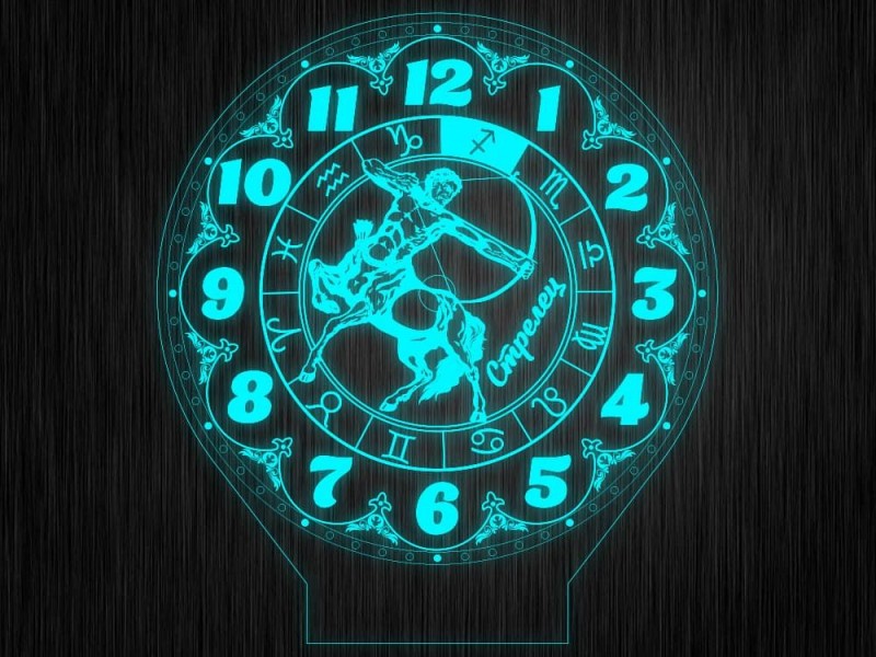 Ночник часы "Знаки зодиак стрелец" на светодиодной подставке