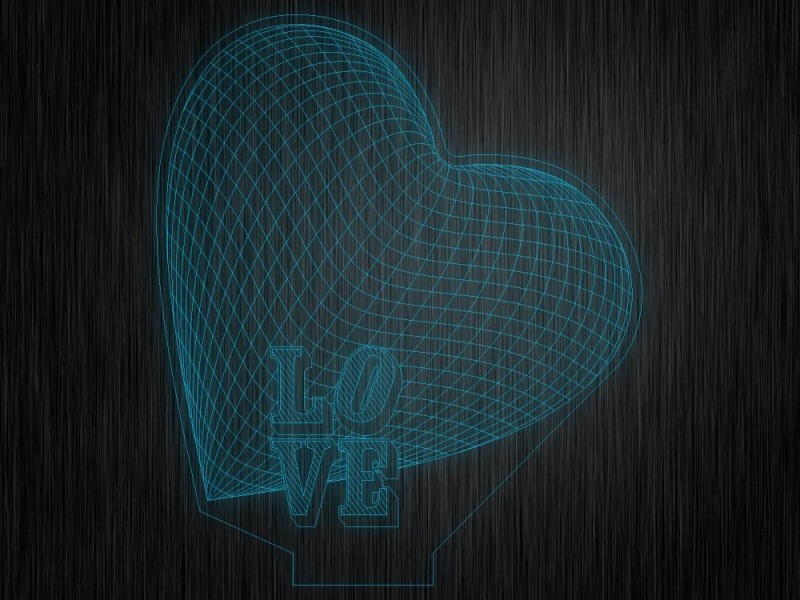 3D ночник "Love" на светодиодной подставке