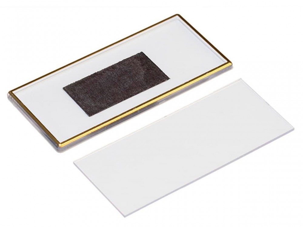 Акриловый магнит 60x133 прозрачный с золотым тиснением