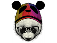 "Панда в шапке и очках" Изображение для нанесения на одежду № 0956