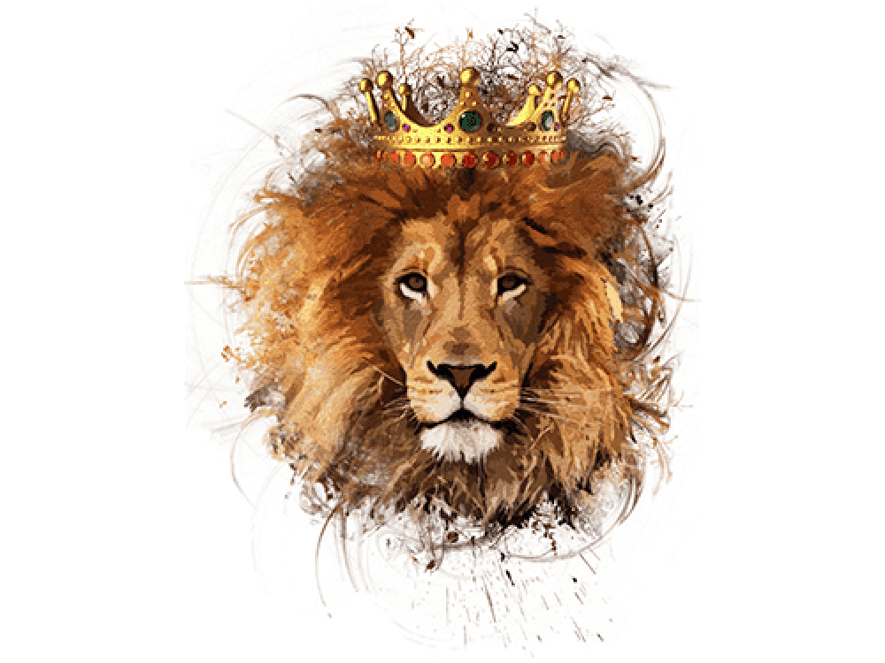 "Лицо льва с короной золотой" Изображение для нанесения на одежду № 1034