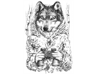 "Волк с биноклем" Изображение для нанесения на одежду № 1113