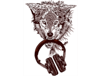 "Волк и наушники" Изображение для нанесения на одежду № 1154