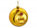 Новогодний стеклянный шар с металлической вставкой золотой