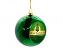 Новогодний стеклянный шар с металлической вставкой зеленый