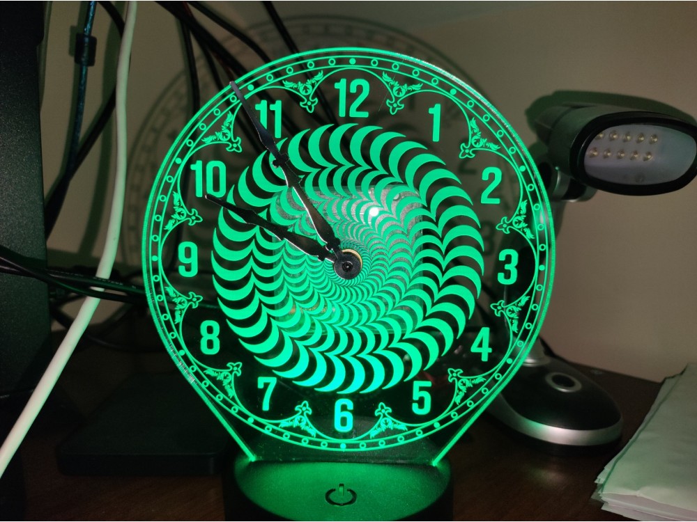Ночник часы 3D на светодиодной подставке