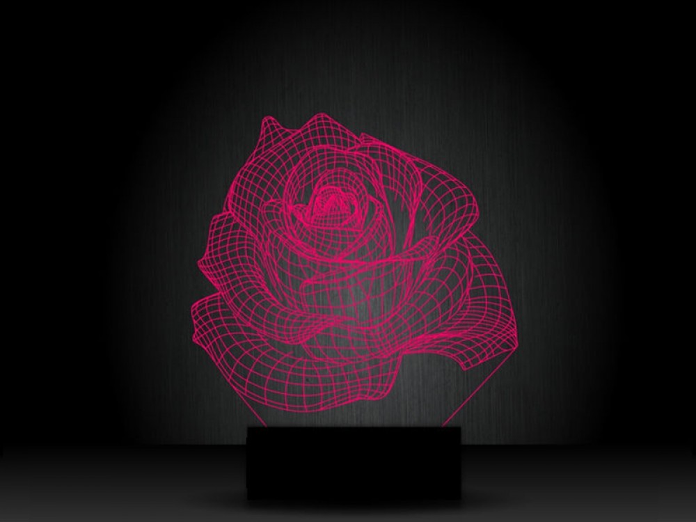 Ночник "3d роза" на светодиодной подставке