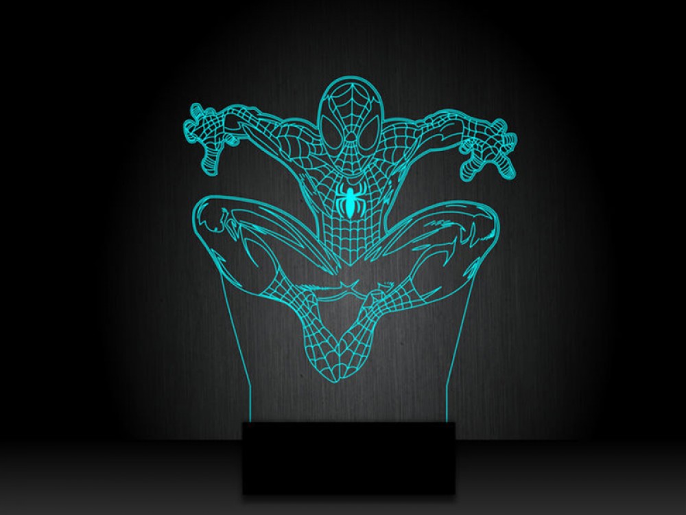 Ночник "Человек-паук в прыжке" на светодиодной подставке