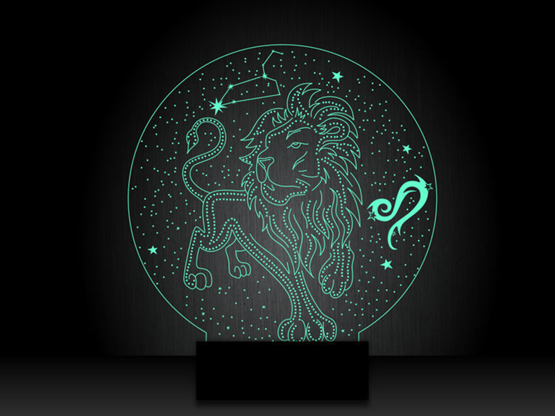 Ночник "Лев знак зодиака" на светодиодной подставке