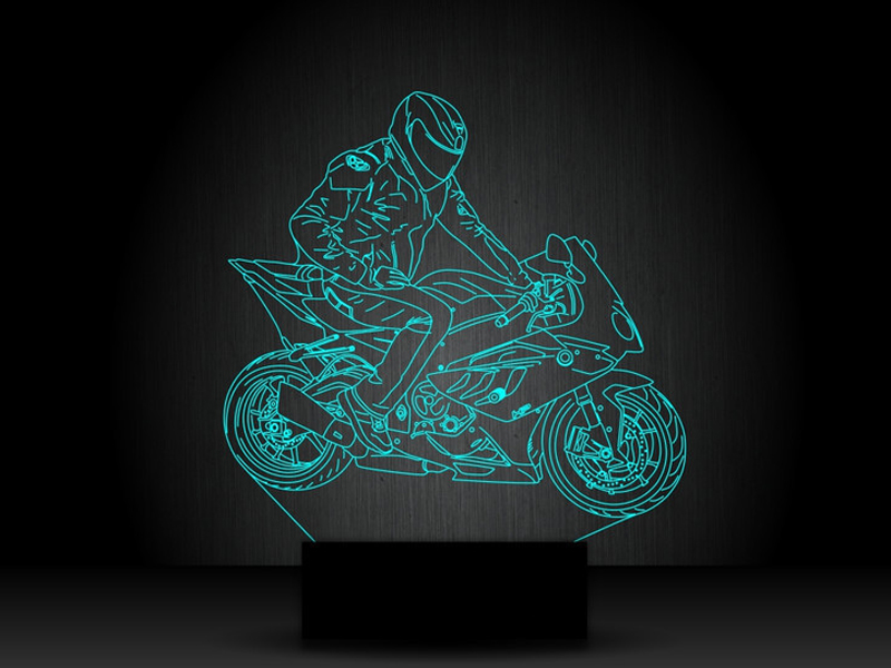 Ночник "Мотоциклист на байке" на светодиодной подставке