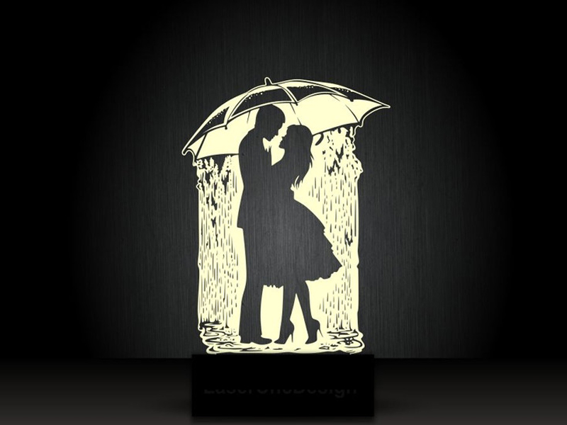 Ночник "Пара под зонтиком" на светодиодной подставке