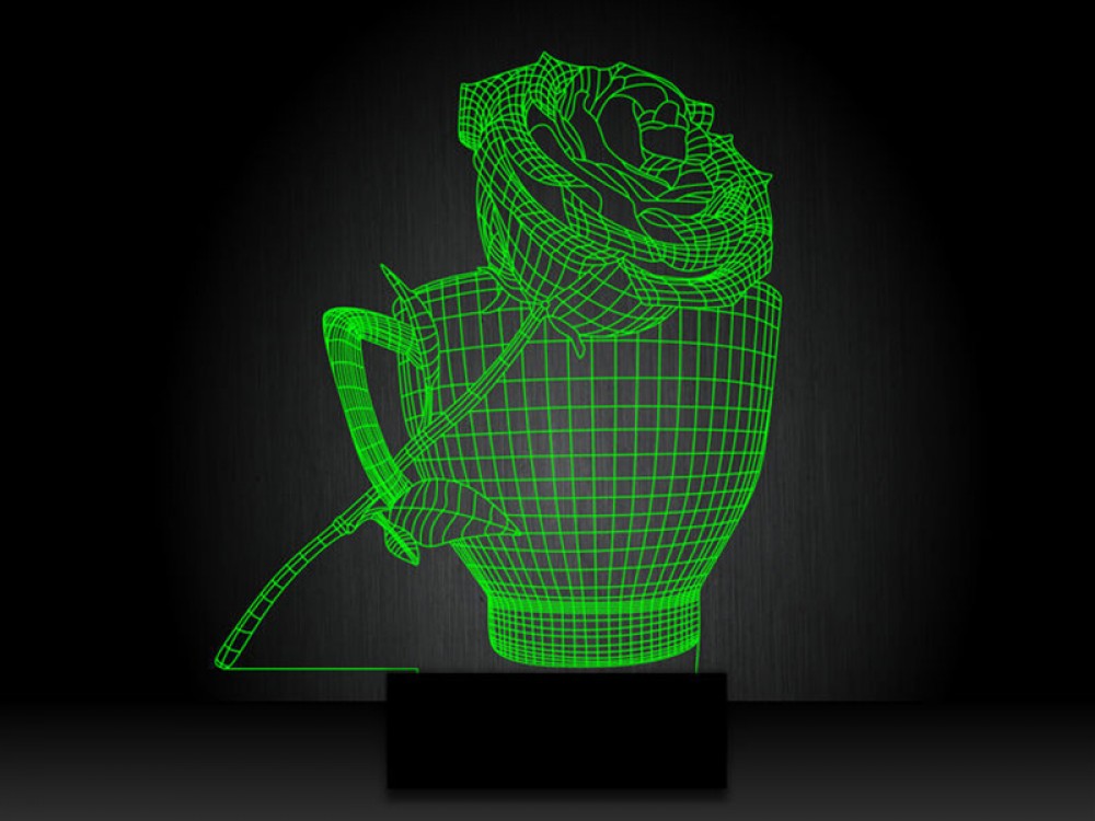 Ночник "Роза с кружкой" на светодиодной подставке