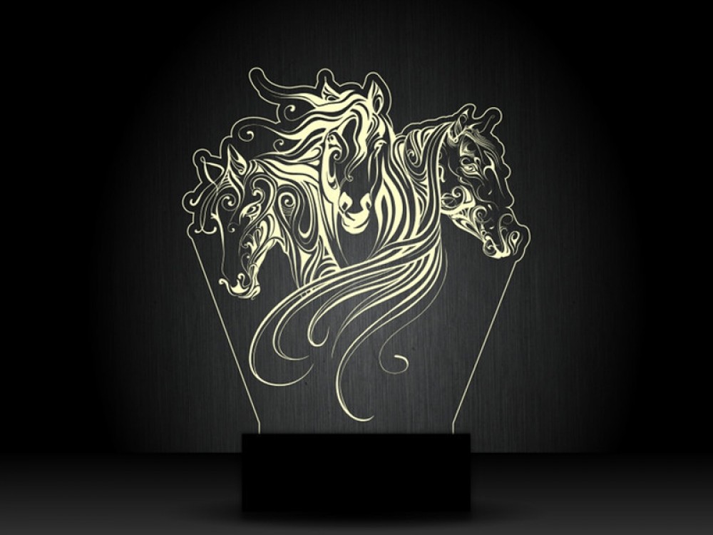 Ночник "Три лошади" на светодиодной подставке
