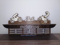 Деревянная медальница с полкой "Motocross", толщина 6 мм, 60*33 см