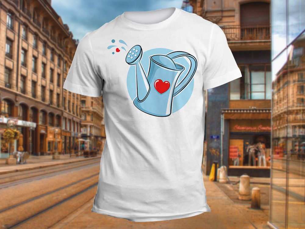 Изображение для нанесения на одежду № 0044-3 "Голубая лейка с сердцем"