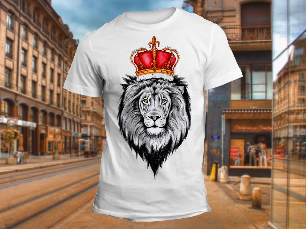 "Голова льва с красной короной" Изображение для нанесения на одежду № 1075