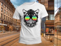 "Голова тигра в цветных очках" Изображение для нанесения на одежду № 1126