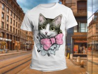 "Кошка с бантиком" Изображение для нанесения на одежду № 0934