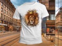 "Лицо льва с короной золотой" Изображение для нанесения на одежду № 1034
