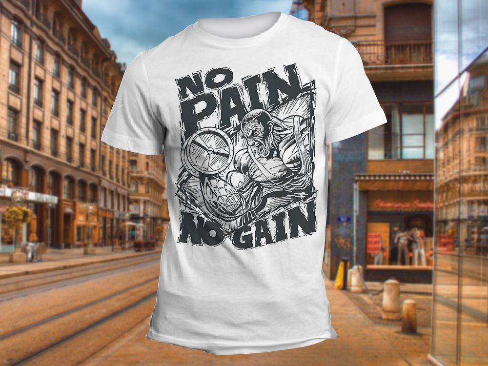 "No Pain No Gain" Изображение для нанесения на одежду № 1636