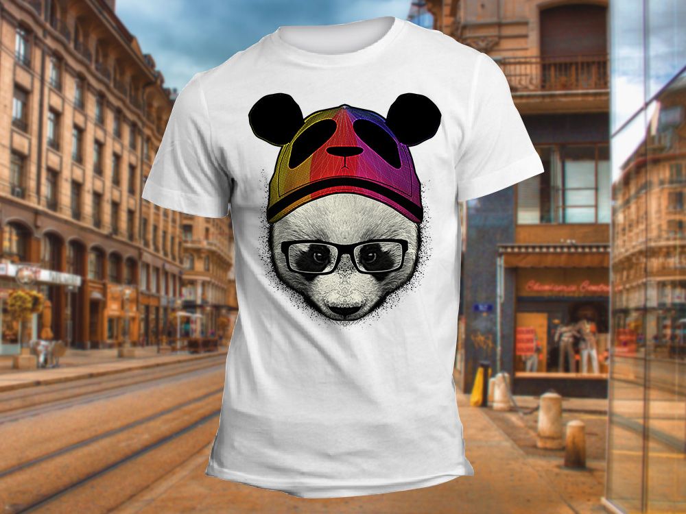 "Панда в шапке и очках" Изображение для нанесения на одежду № 0956