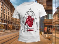 "Сердце в клетке" Изображение для нанесения на одежду № 0985
