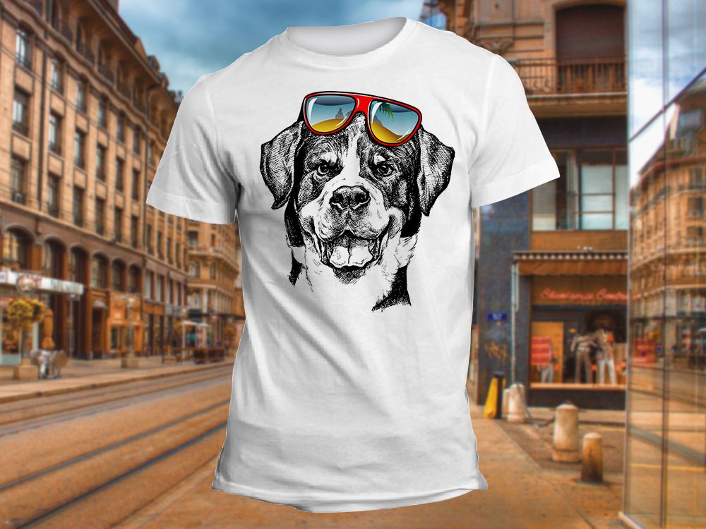 "Собака в очках" Изображение для нанесения на одежду № 1067
