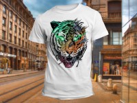"Тигр с зелеными глазами" Изображение для нанесения на одежду № 1180