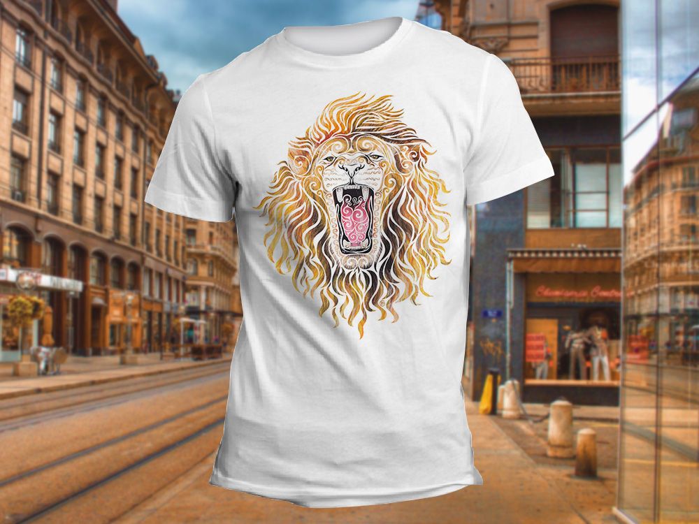 "Винтажная голова льва" Изображение для нанесения на одежду № 1002