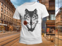 "Волк с цветком" Изображение для нанесения на одежду № 1208