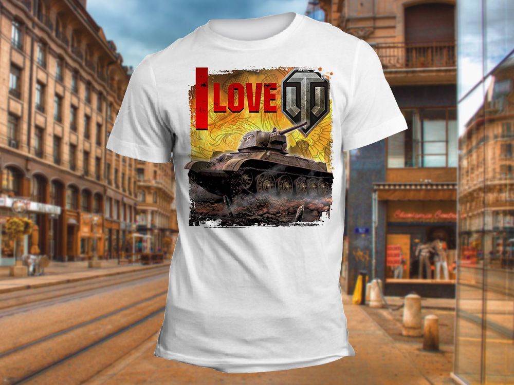 "World of Tanks  I Love" Изображение для нанесения на одежду № 2078