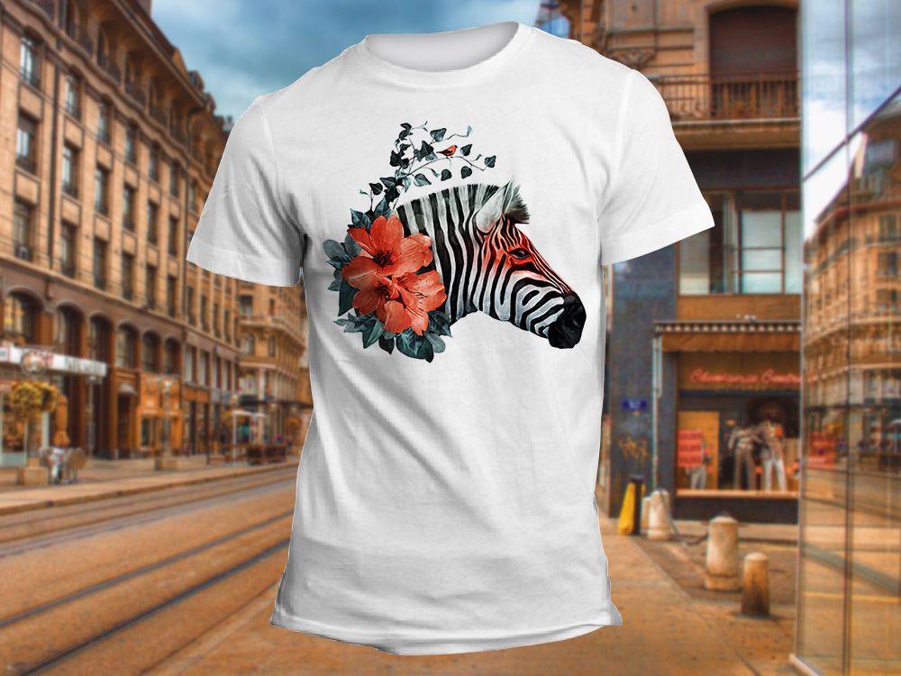 "Зебра с цветком" Изображение для нанесения на одежду № 1004